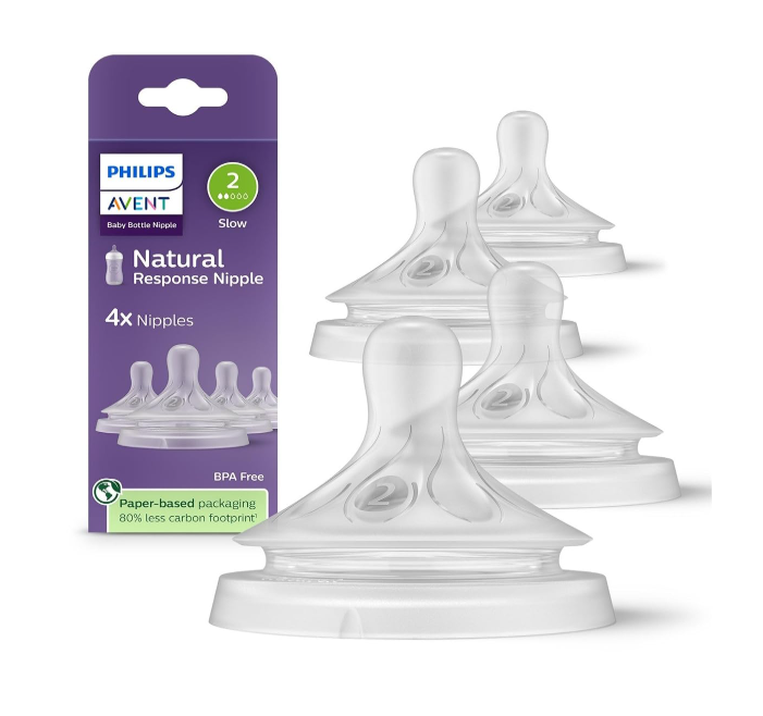 Philips Avent Natural Baby Bottle Nipples, 4-Pack, Flow 2