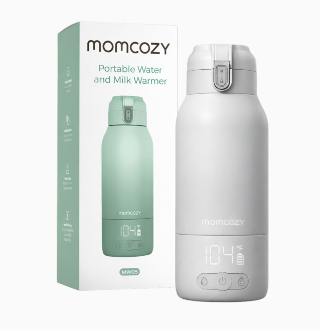 Momcozy Superfast Portable Breast Milk & Water Warmer for Travel, MW05, White/Grey Ombre