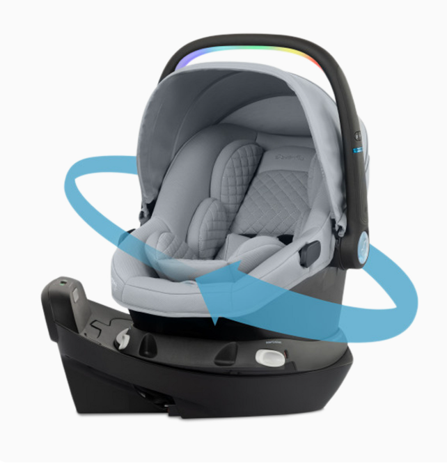 Evenflo Revolve180 LiteMax NXT Rotational Infant Car Seat with SensorySoothe, 2025, Quartz Gray
