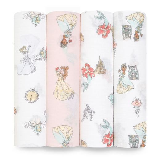 Shop Aden + Anais Cotton Muslin Swaddles Pack of 4, Disney Princess at GoodBuy Gear