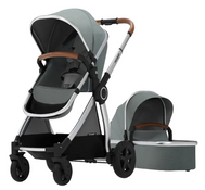Shop Mompush Ultimate 2 Baby Stroller with Bassinet, 2024, Grey with Silver Frame at GoodBuy Gear