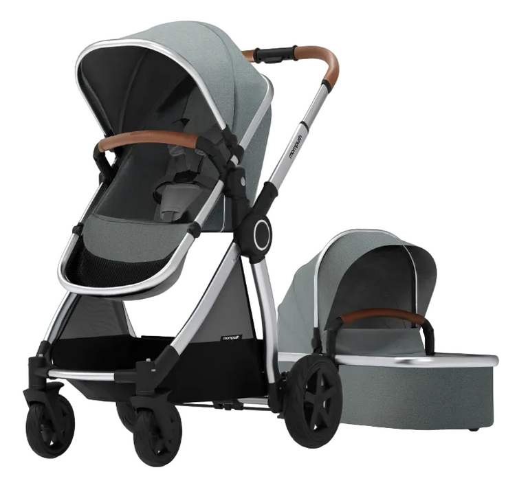 Shop Mompush Ultimate 2 Baby Stroller with Bassinet, 2024, Grey with Silver Frame at GoodBuy Gear
