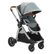 Shop Mompush Ultimate 2 Baby Stroller with Bassinet, 2024, Grey with Silver Frame at GoodBuy Gear