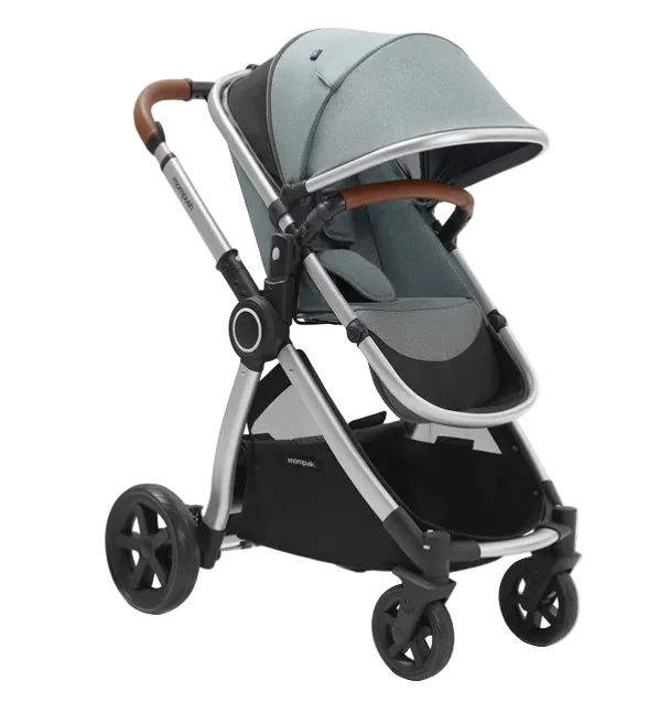 Shop Mompush Ultimate 2 Baby Stroller with Bassinet, 2024, Grey with Silver Frame at GoodBuy Gear