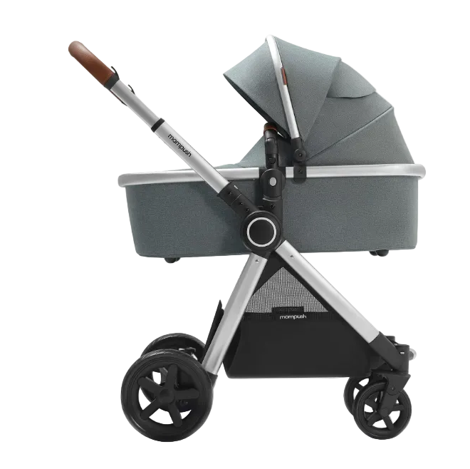 Shop Mompush Ultimate 2 Baby Stroller with Bassinet, 2024, Grey with Silver Frame at GoodBuy Gear
