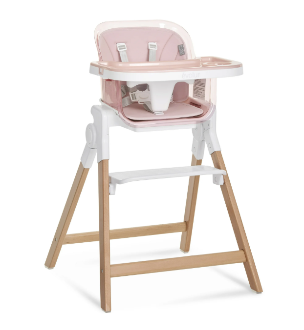Evolur Tiny Throne 2 in 1 Highchair, Grapefruit Pink
