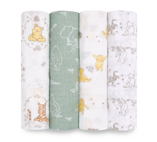 Shop Aden + Anais Cotton Muslin Swaddles Pack of 4, Winnie & Friends at GoodBuy Gear