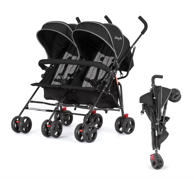 Dream On Me Volgo Twin Umbrella Stroller, Black
