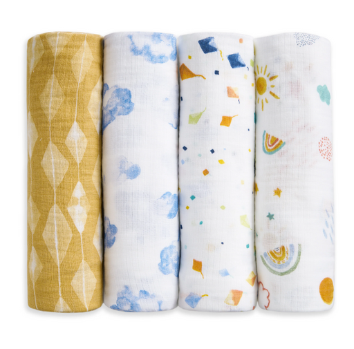 Shop Aden + Anais Cotton Muslin Swaddles Pack of 4, Kite Parade at GoodBuy Gear