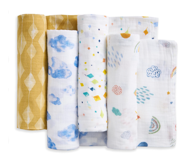 Aden + Anais Cotton Muslin Swaddles Pack of 4, Kite Parade
