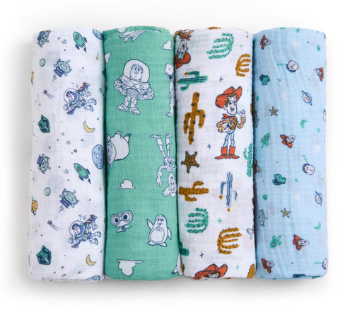 Shop Aden + Anais Cotton Muslin Swaddles Pack of 4, Toy Story at GoodBuy Gear