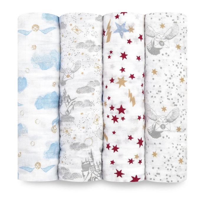 Aden + Anais Cotton Muslin Swaddles Pack of 4, Harry Potter Iconic