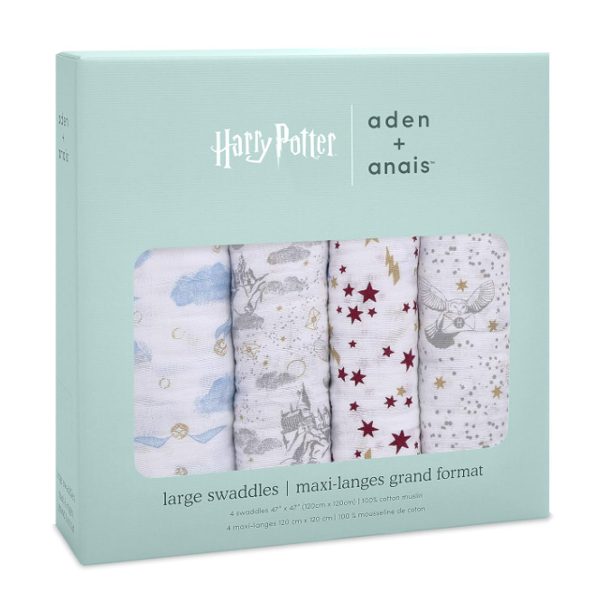 Aden + Anais Cotton Muslin Swaddles Pack of 4, Harry Potter Iconic