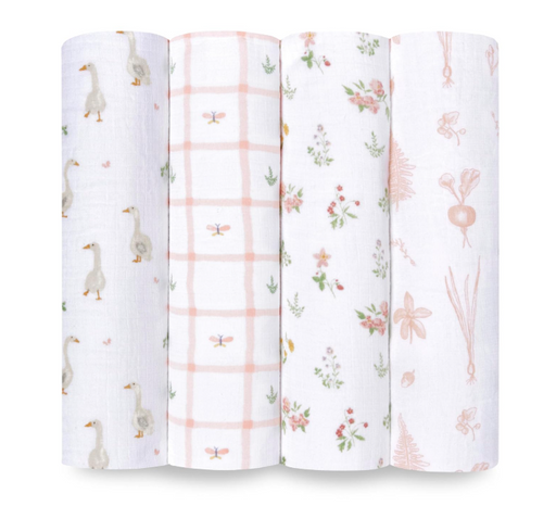 Shop Aden + Anais Cotton Muslin Swaddles Pack of 4, Country floral at GoodBuy Gear