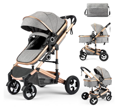 Shop Kinder King 2 in 1 Convertible Baby Stroller, Grey, 2026, Gold Frame at GoodBuy Gear