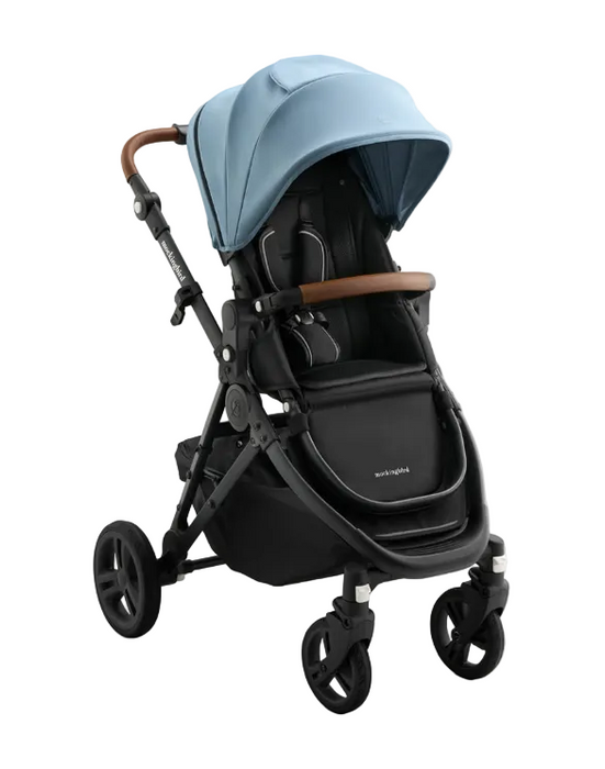 Mockingbird Single 3.0 Stroller, 2025, Charcoal with Penny Leather, Stone Blue
