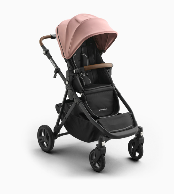 Mockingbird Single to Double 3.0 Stroller, 2025, Charcoal with Black Leather, Rose