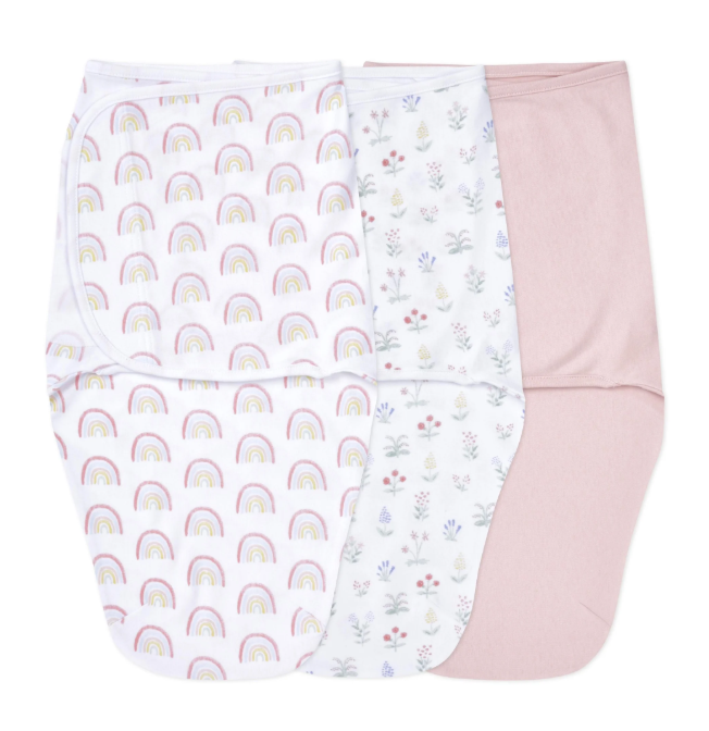 Aden + Anais Essentials Easy Wrap Swaddle (3 Pack), Small (0-3 Months), Spring Flowers