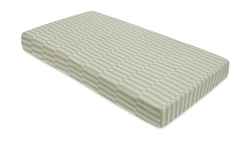 Babyletto Muslin Crib Sheet, Moss Green Offset Stripe
