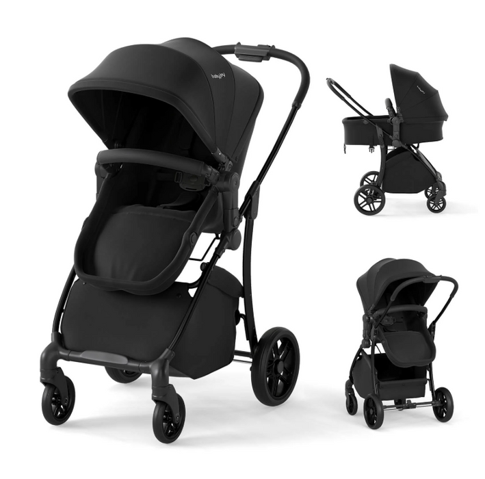 Baby Joy 2-in-1 Convertible Bassinet Carriage Stroller, 2025, Black