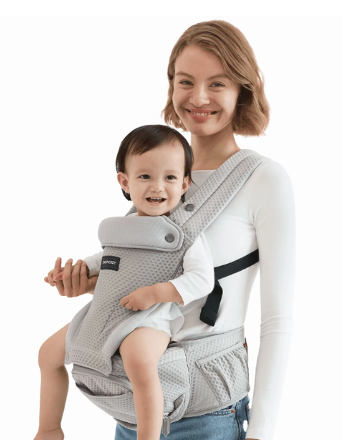 Momcozy 2-in-1 Baby Carrier with Hip Seat, Airmesh Gray