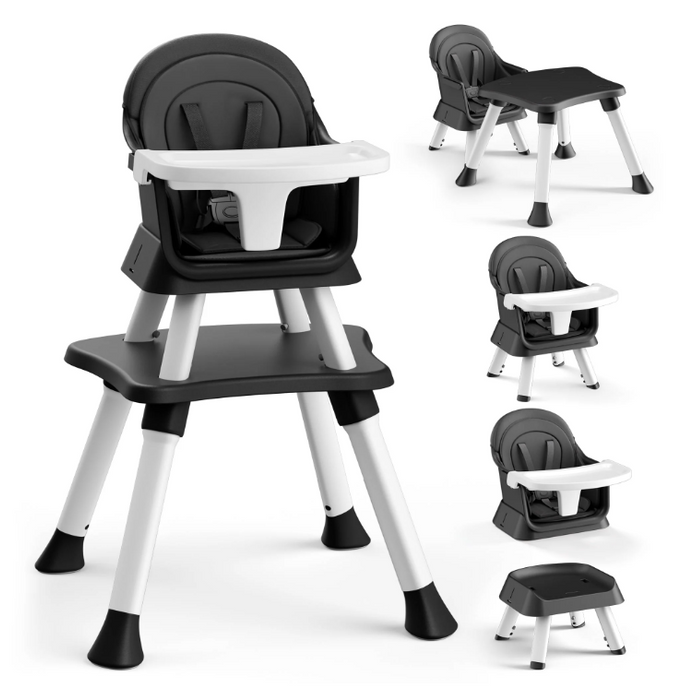 AILEEKISS 8 in 1 Baby High Chair, Black