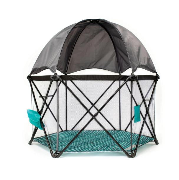 Baby Delight Go With Me Eclipse Portable Playard, Regular, Watercolor Stripe with Grey Canopy