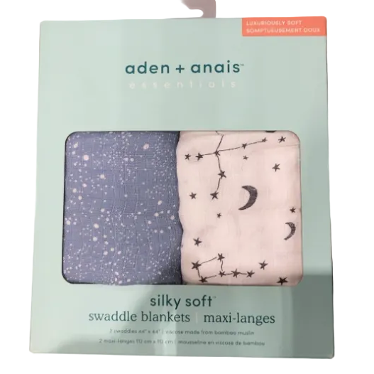 Shop Aden + Anais Silky Soft Swaddles (2 Pack), Cosmic Galaxy Blue at GoodBuy Gear