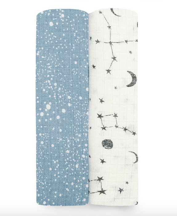Shop Aden + Anais Silky Soft Swaddles (2 Pack), Cosmic Galaxy Blue at GoodBuy Gear