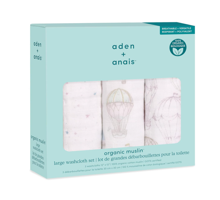 Shop Aden + Anais Cotton Muslin Wash Cloths (Set Of 3), Above the Clouds at GoodBuy Gear