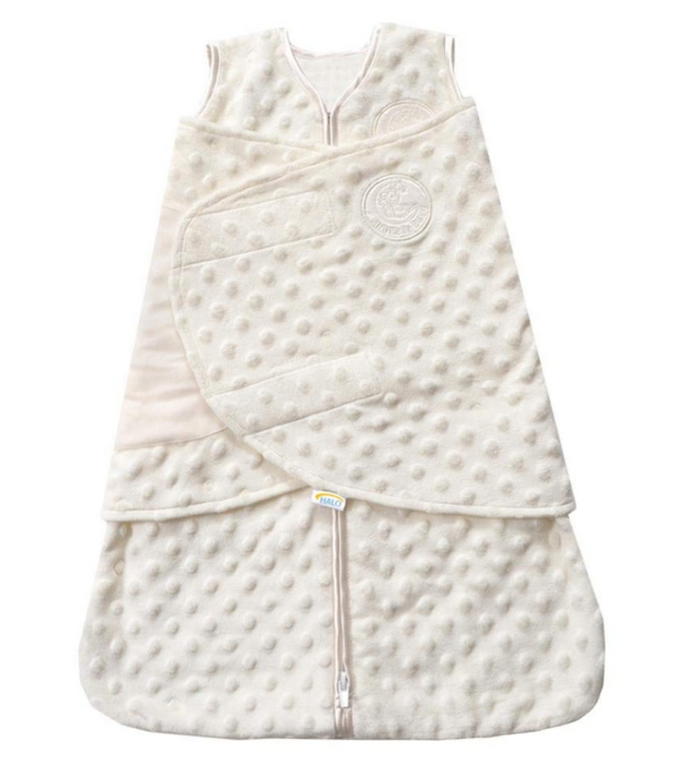 Halo Sleepsack Swaddle Plushy Dot Velboa, Cream, Newborn