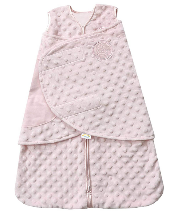Halo Sleepsack Swaddle Plushy Dot Velboa, Pink, Small