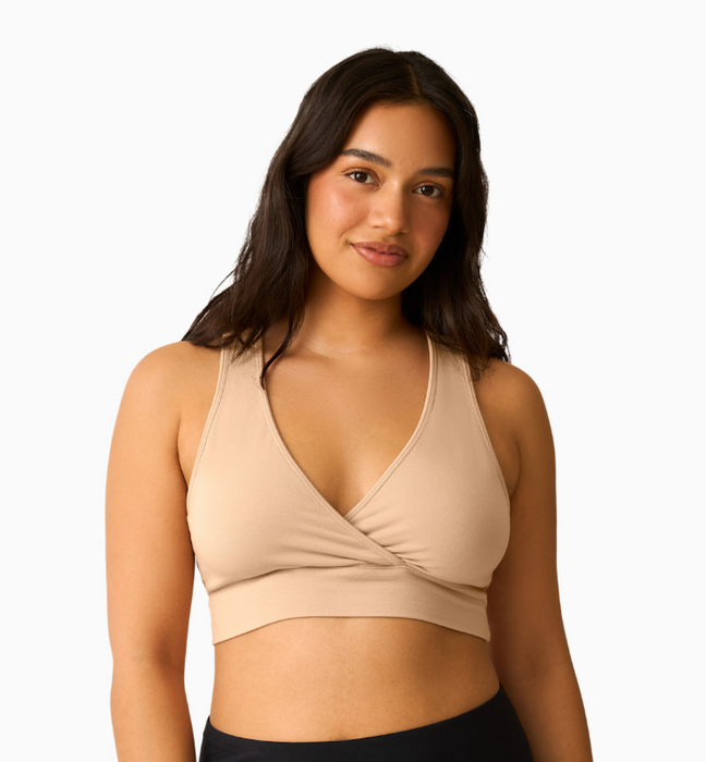 Kindred Bravely French Terry Racerback Nursing and Sleep Bra, Beige, Large