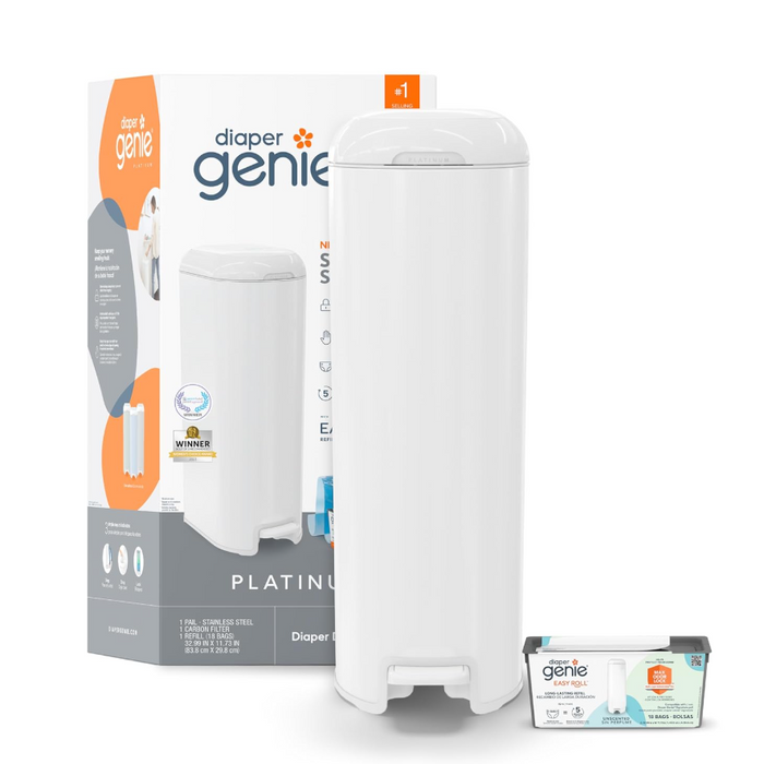 Diaper Genie Platinum Diaper Pail, White