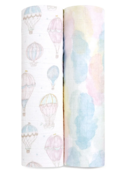 Aden + Anais Essentials Cotton Muslin Swaddle (2 Pack), above the clouds