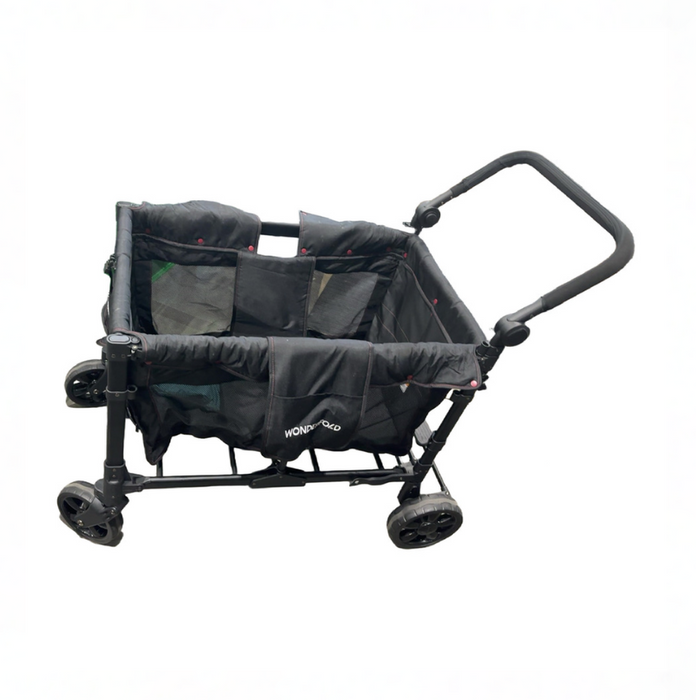 Wonderfold W4 Elite Stroller Wagon, 2025, Black with Red Stitching