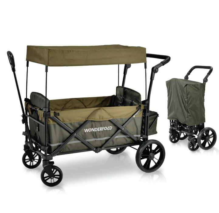 Wonderfold X2 Push + Pull Double Stroller Wagon, unknown, Woodland Green