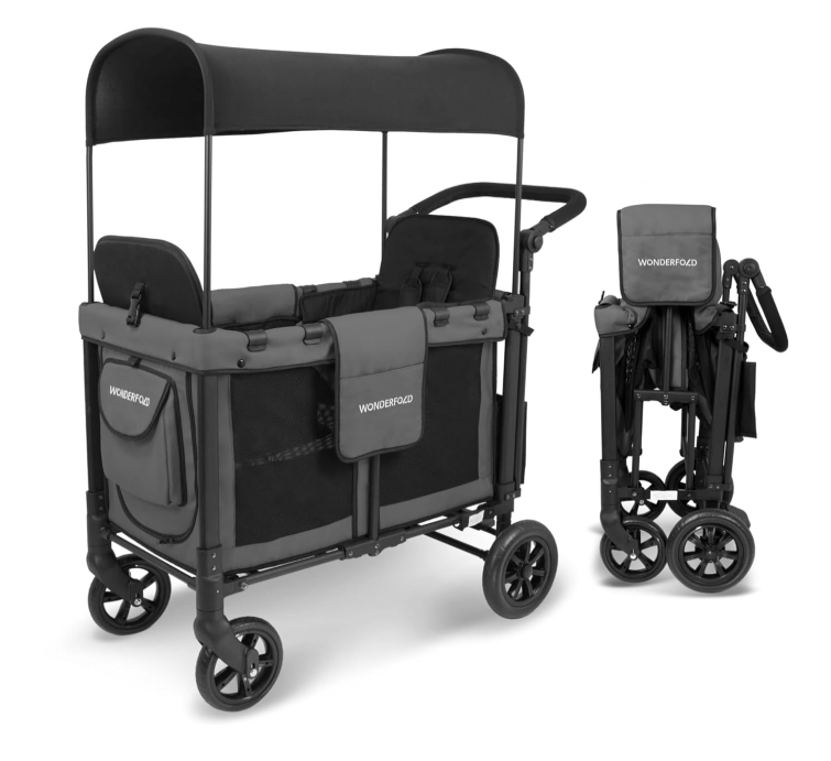 Wonderfold W2 Original Multifunctional Double Stroller Wagon, 2023, Charcoal Gray