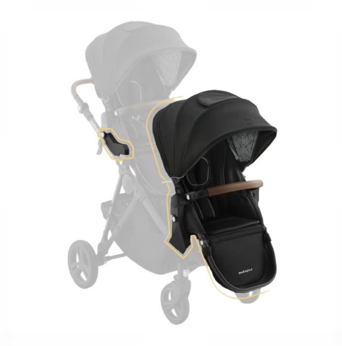 Mockingbird 2nd Seat Kit 3.0, Black Windowpane, Charcoal with Penny Leather