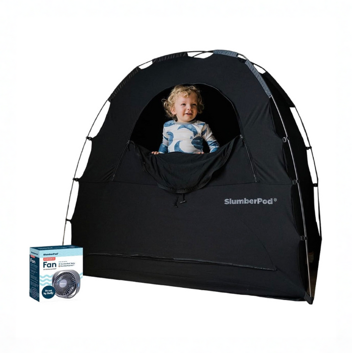 SlumberPod 3.0 Sleep Canopy with Fan, Black with Gray Accents