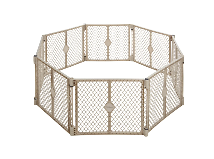 Toddleroo By North States Superyard Indoor & Outdoor Freestanding Playard (8 Panel), ivory