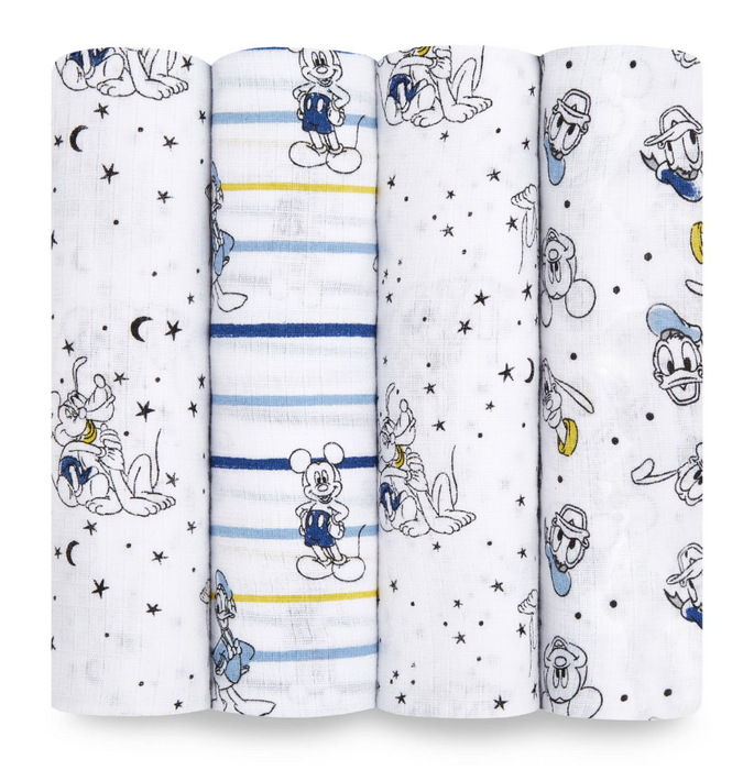 Aden + Anais Cotton Muslin Swaddles Pack of 4, Mickey Stargazer