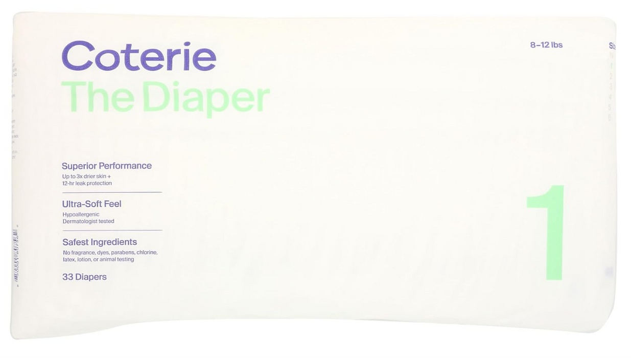 Coterie Size 1 Diapers, 33 Count