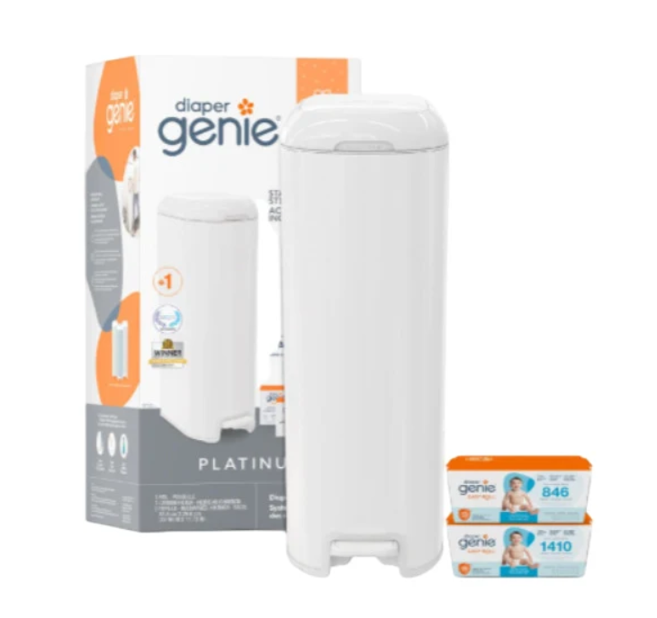 Diaper Genie Platinum Pail Gift Set, Lily White