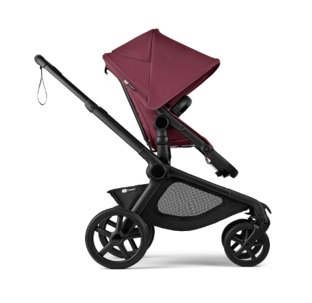 Bugaboo Kangaroo Complete Stroller + Bassinet Bundle, 2024, Black Frame, Dark Cherry, Dark Cherry