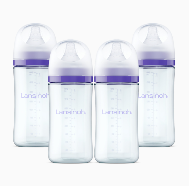 Lansinoh Natural Wave Glass Baby Bottles 4 pack, 8 oz