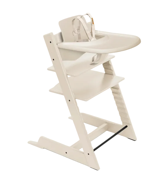 Stokke Tripp Trapp High Chair with Baby Set and Tray, Vanilla White, Vanilla White