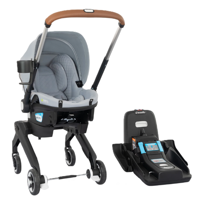Evenflo Shyft Dual Ride Infant Car Seat Stroller Combo, 2025, Quartz, with Carryall Storage and Green & Gentle Fabric