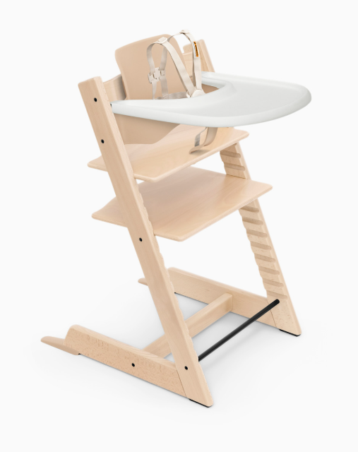 Stokke Tripp Trapp High Chair with Baby Set and Tray, Natural, White