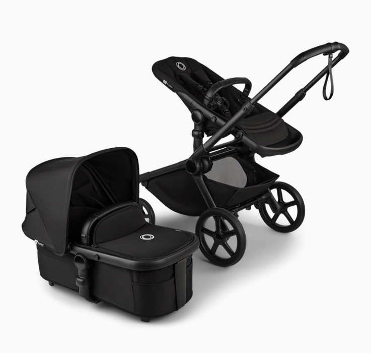 Bugaboo Kangaroo Complete Stroller + Bassinet Bundle, 2024, Black, Black Frame, Midnight Black